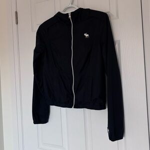 Abercrombie & Fitch Windbreaker Hooded Full Zip Jacket in Black